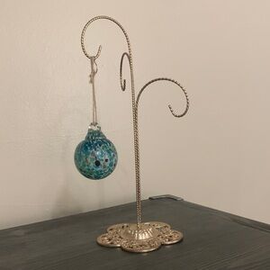 Elegant Tiffany Blue hand blown Glass Ornament